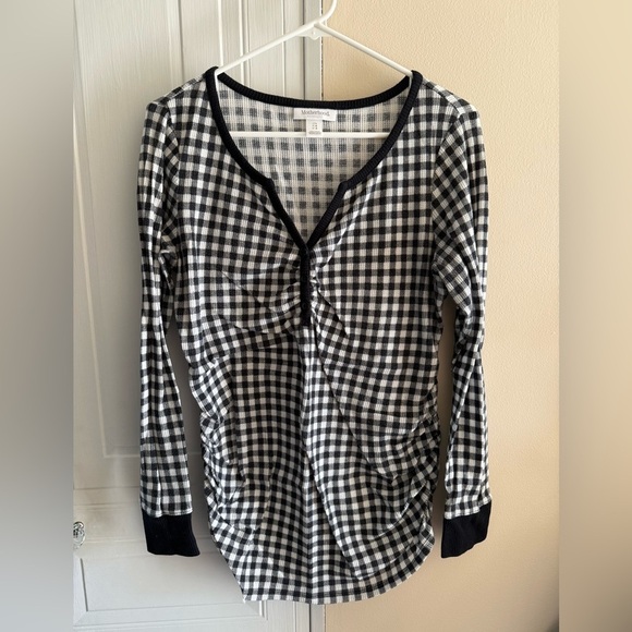 Black and White Motherhood long sleeve maternity‎ shirt Large - Picture 1 of 5
